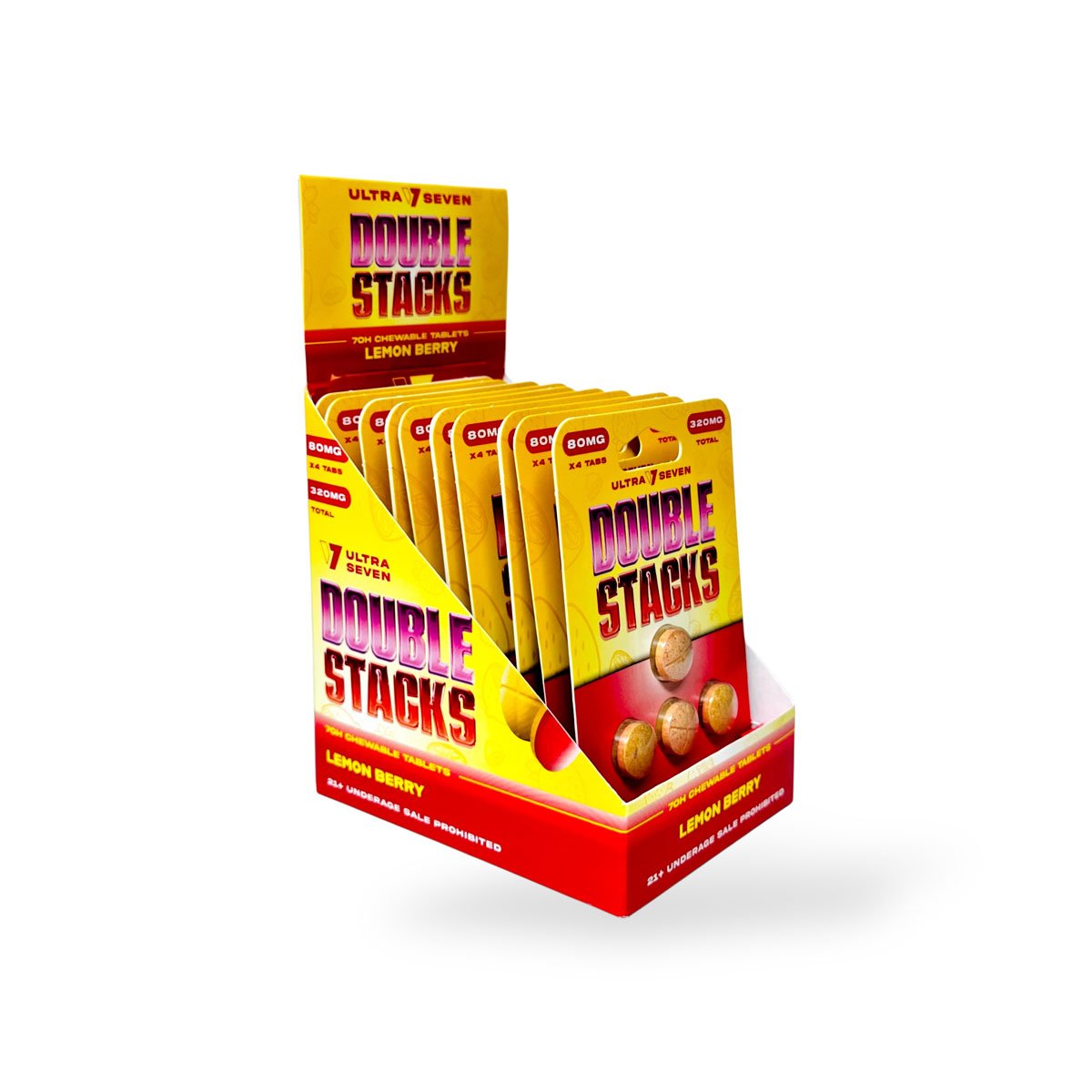 Ultra Seven Double Stacks 7 Oh Chewable Tablets Lemon Berry 80mg Per Tablet 4ct Box 76191